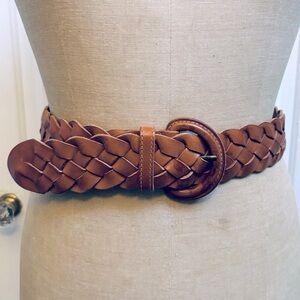 Cambridge Dry Goods Vintage Woven / Braided Tan Leather Belt Size M / L